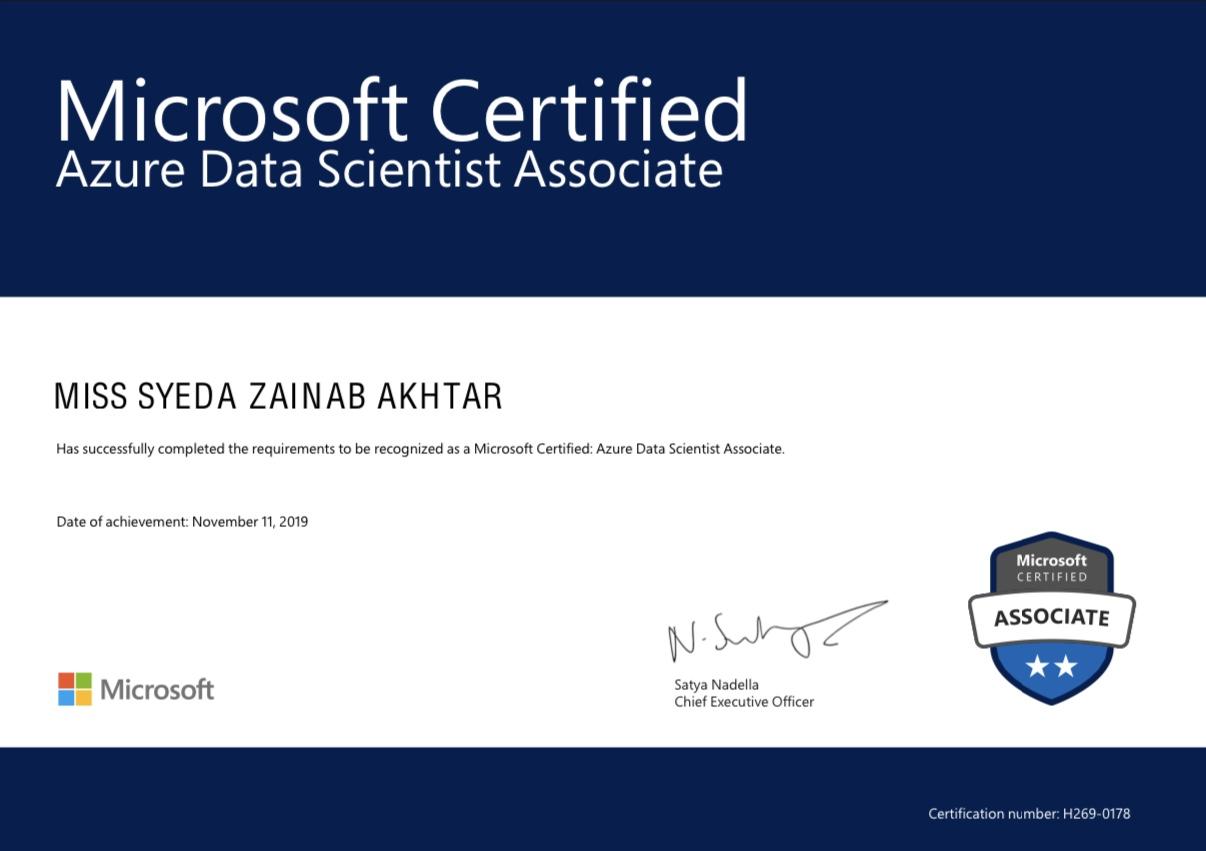 Microsoft Certified: Azure Data Scientist Associate