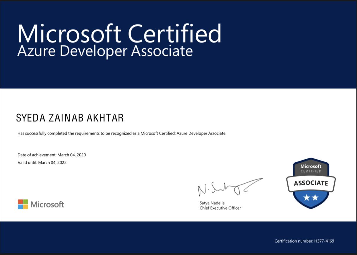 Microsoft Certified: Azure Developer Associate