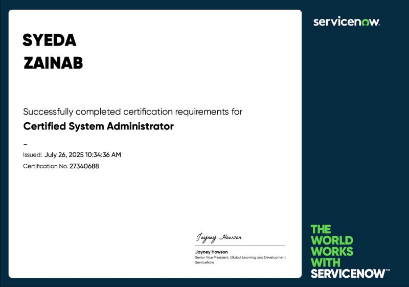 ServiceNow Certified System Administrator