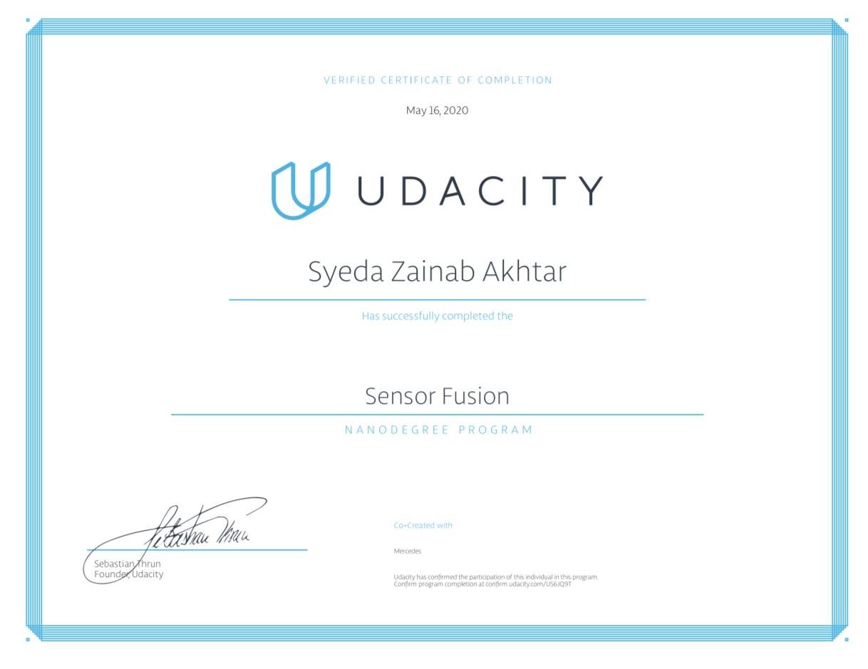 Udacity Sensor Fusion Engineer Nanodegree